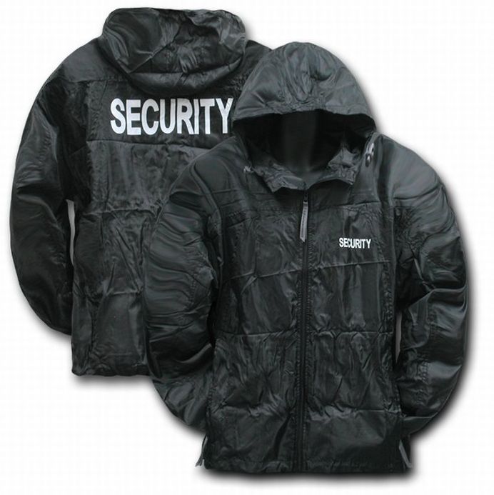 Black Security Guard Officer Windbreaker Zipper Light Jacket Coat ...