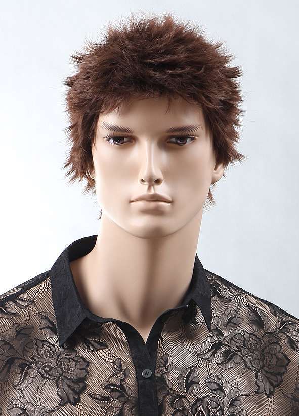 Male Wig Mens Short Wig Full Wig Side Parting Long Bangs Taper Spiky Style Wig Ebay 