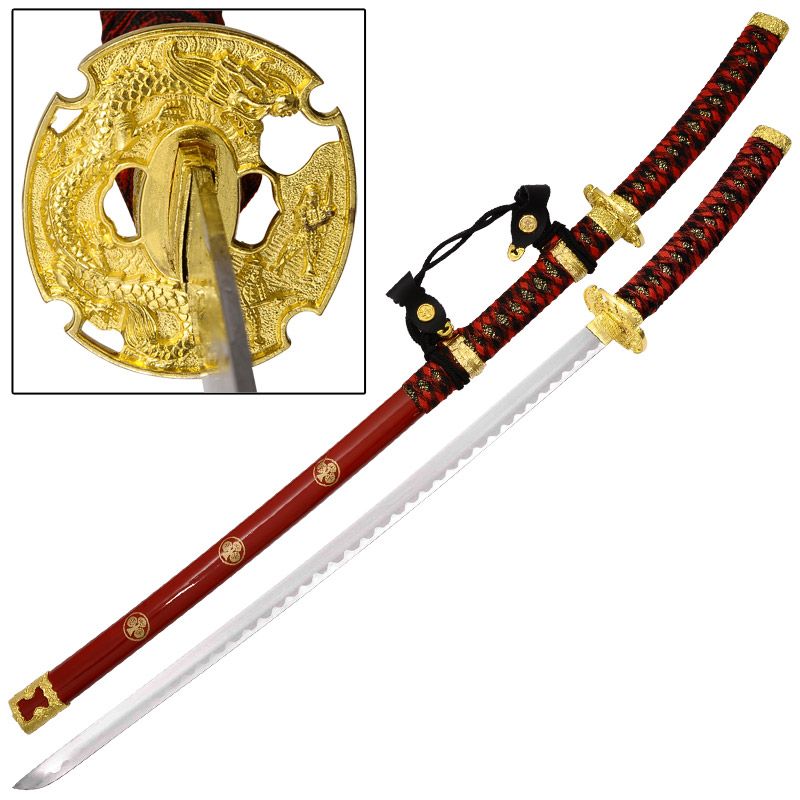 Divine Wind Tachi Katana Ceremonial Japanese Samuri Sword -Red and Gold