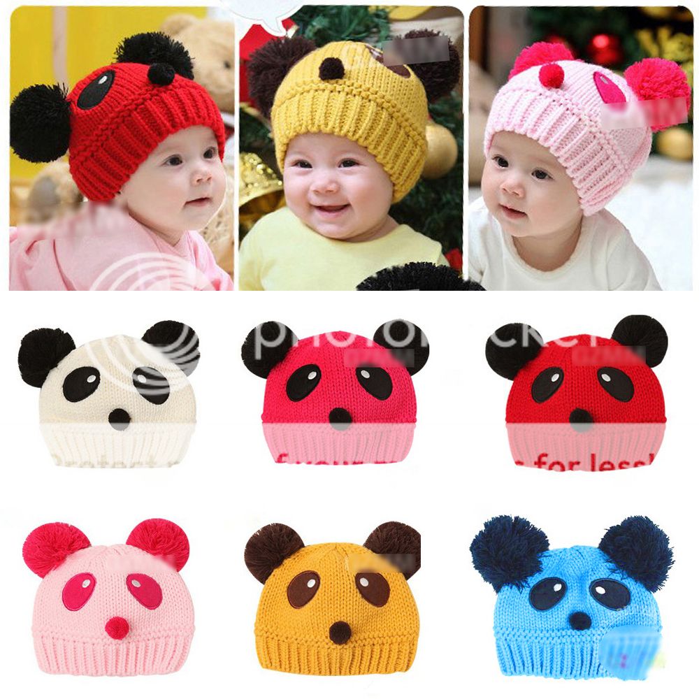 Lovely Baby Girls Boys Panda Hats Cartoon Sweater Caps Toddlers Children Clothes