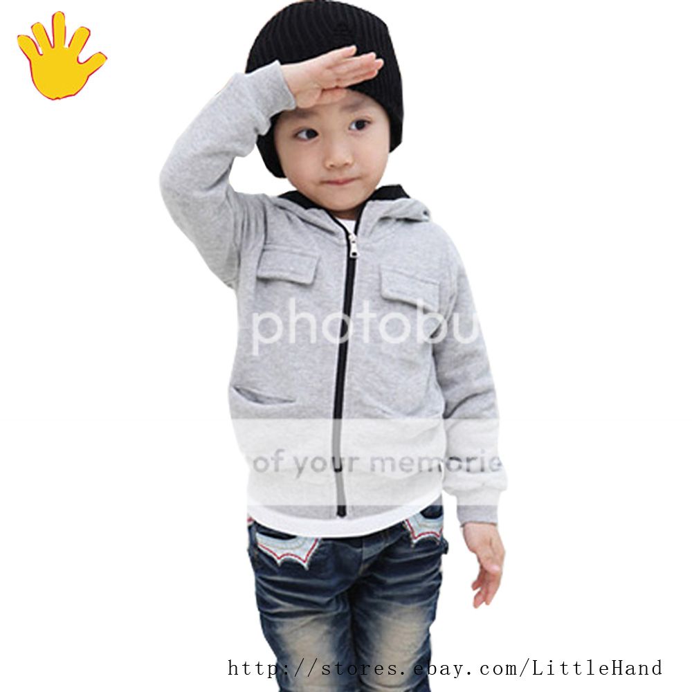  Boys False Pocket Zipper Hoodies Kids Coats Boy Hoodies Size 3 8 Years