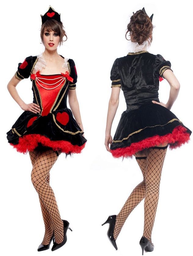 Ladies Queen of Hearts Fancy Dress Costume Alice in Wonderland Fancy ...