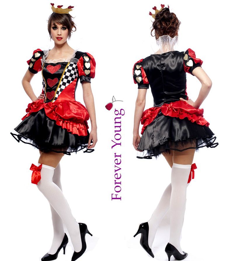 Ladies Queen of Hearts Fancy Dress Costume Alice in Wonderland Fancy ...