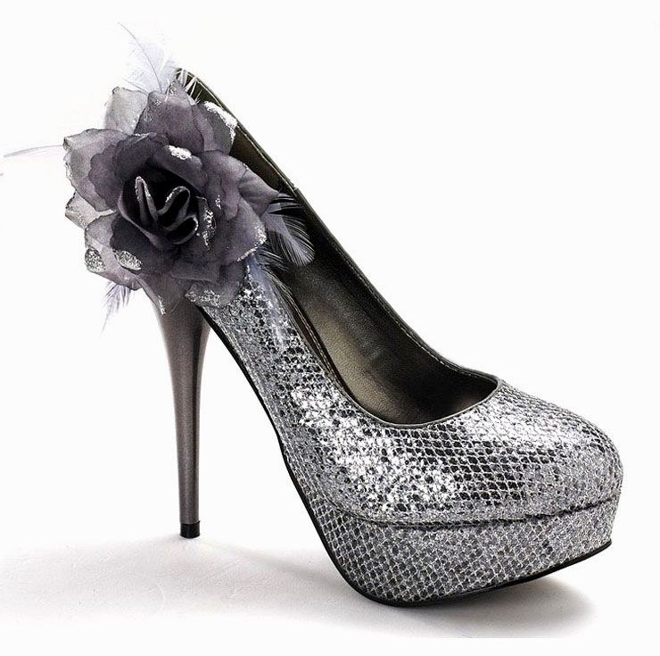Sales Ladies Sparkle Corsage & Glitter Shoe Bow Platform Wedding Formal ...